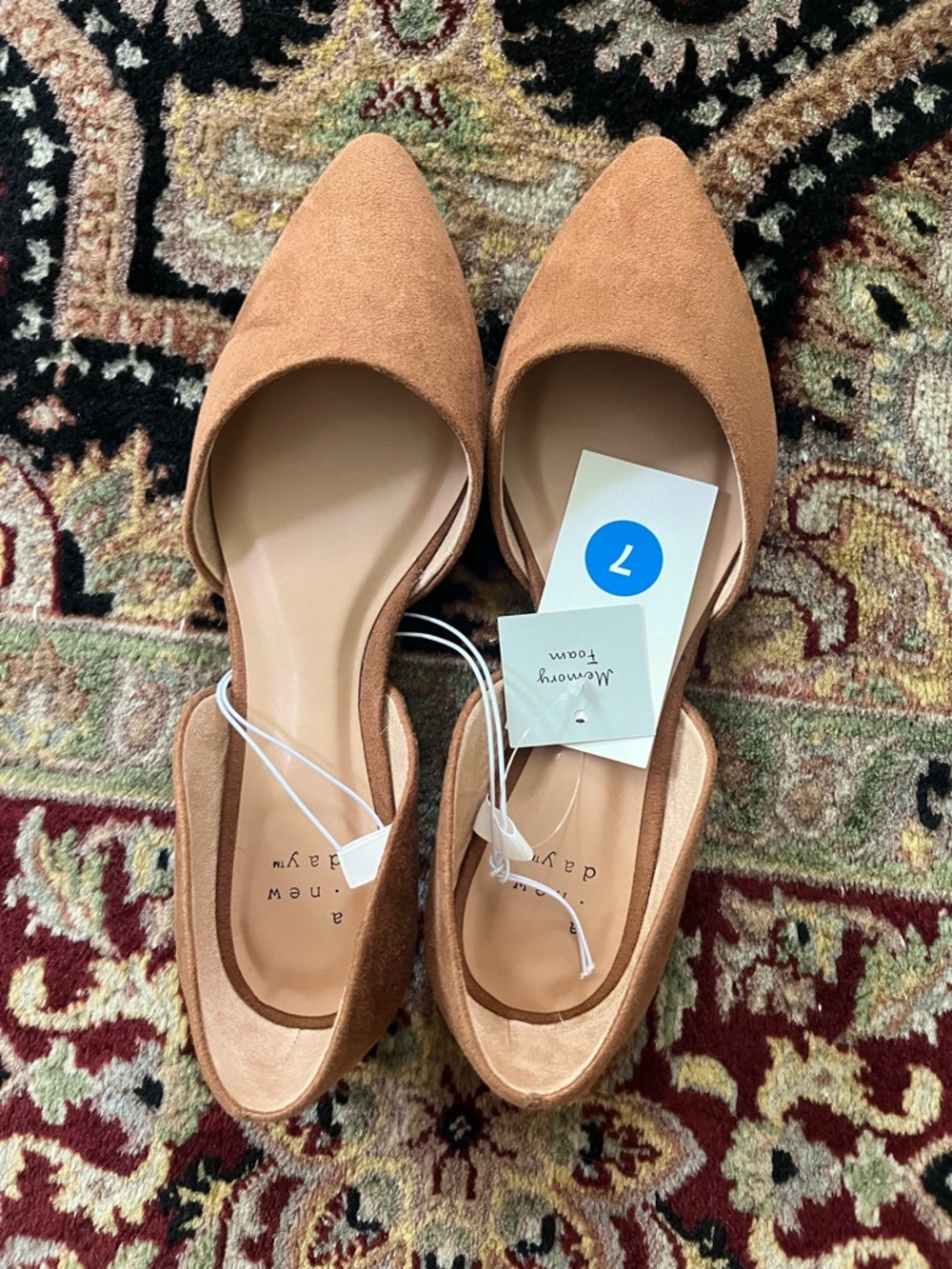 a new day Pointed D'Orsay Flats in Camel Suede